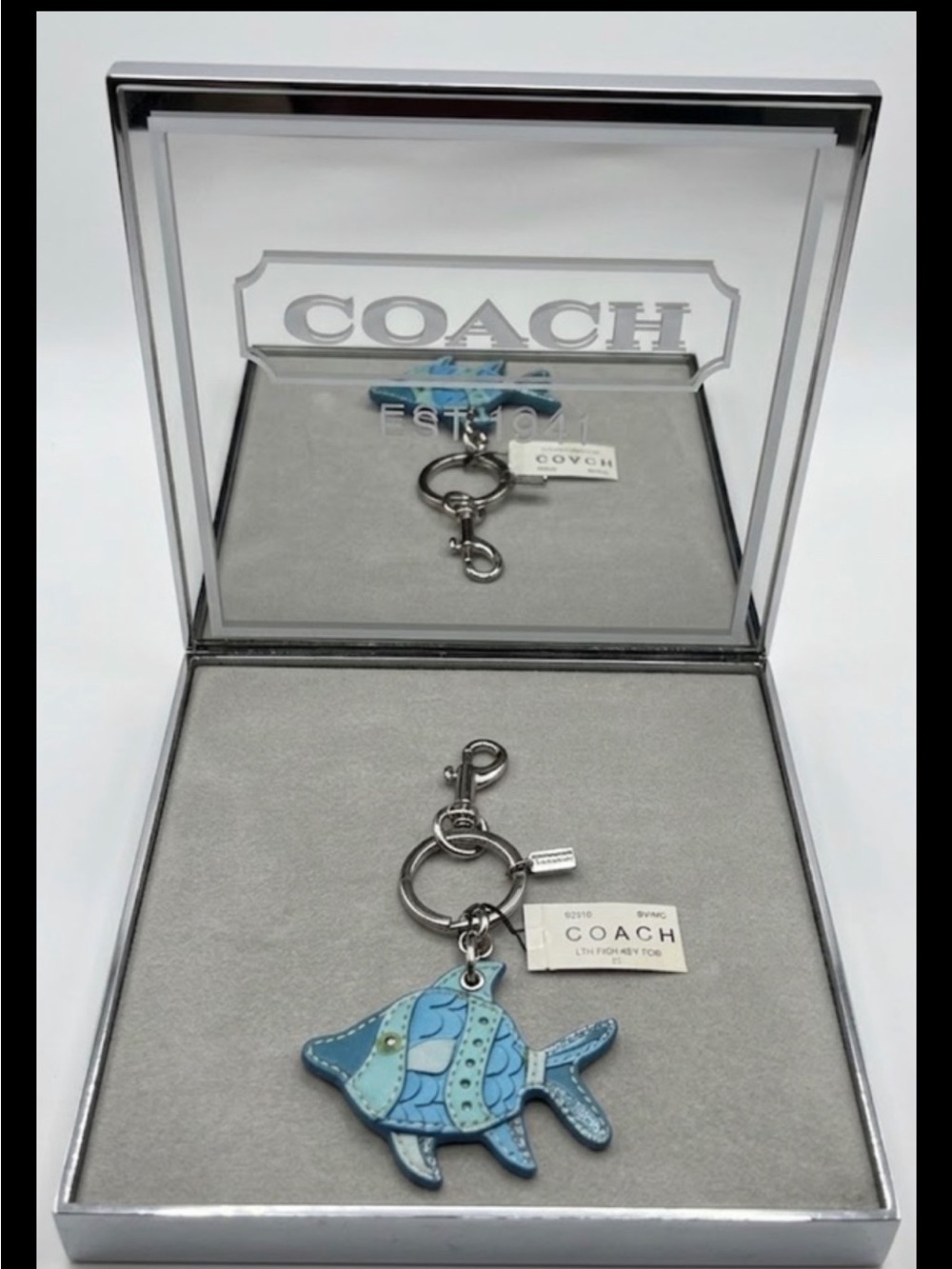 Coach Bag Charm Tropical Blue Leather Fish, 2005 Style: #92310 LIMITED ED. *NWT*